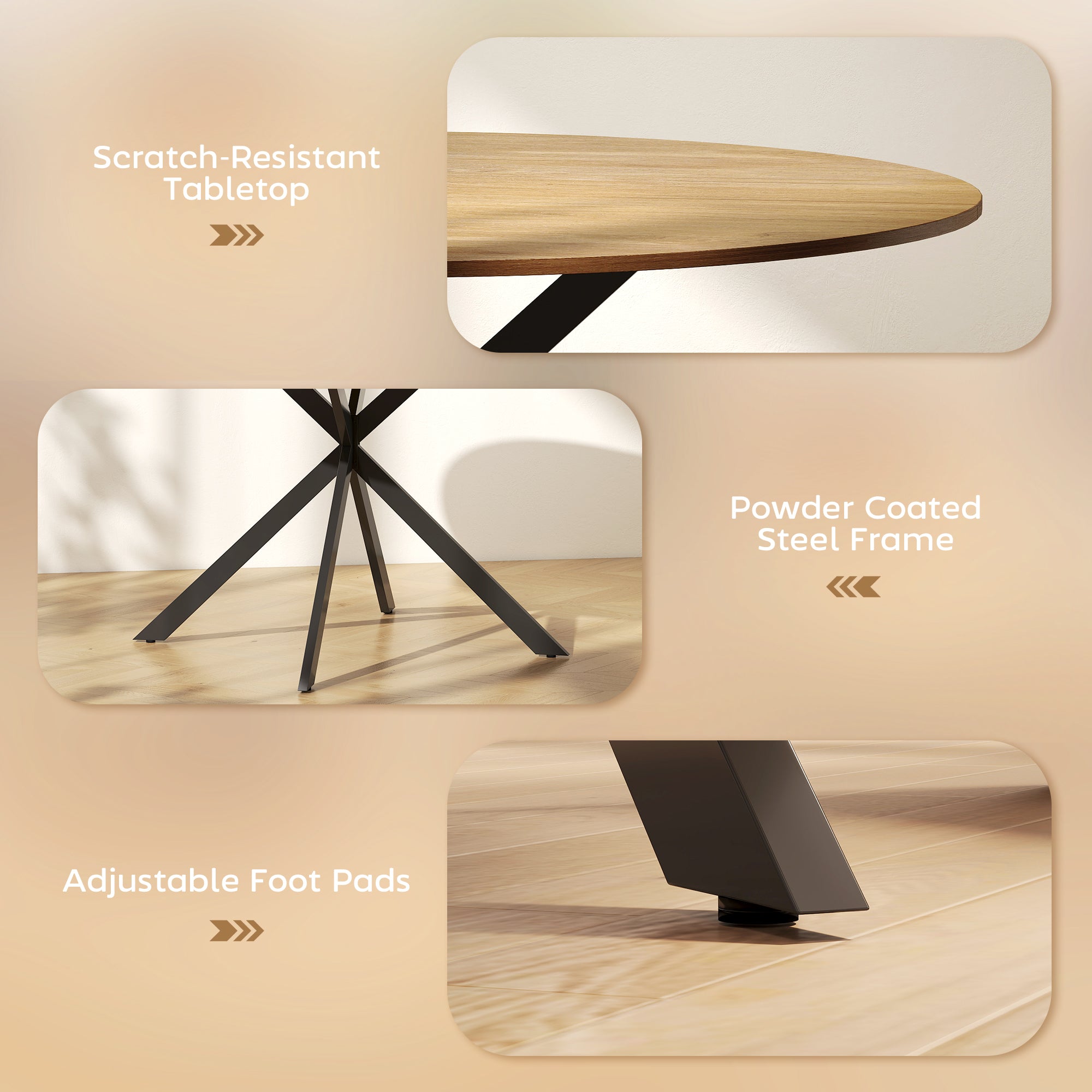 HOMCOM Dining Table for 4, 120 cm Industrial Kitchen Table with Wood Effect Tabletop and Steel Legs, Oak 