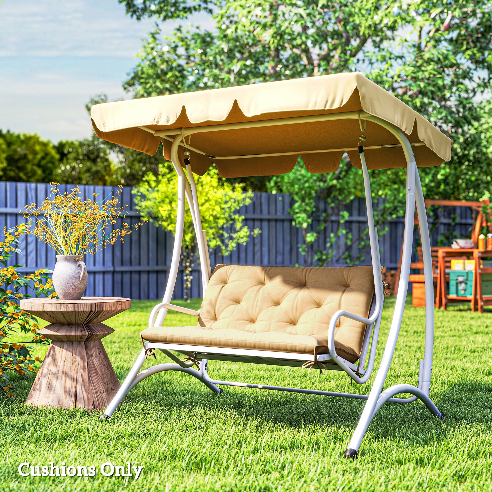 Outsunny Two-Seater Bench Cushion - Khaki 