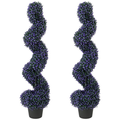 HOMCOM Decorative Artificial Plants Set of 2, UV Resistant Fake Plants in Pot for Indoor Outdoor Decor, 120 cm, Purple