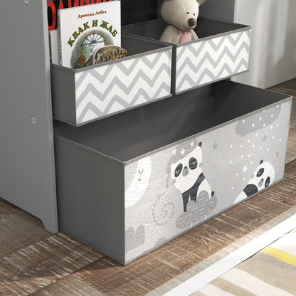 ZONEKIZ Kids Storage Unit, Toy Storage Organiser, with Six Fabric Bins, for Bedrooms, Playrooms, Nurseries - Grey 