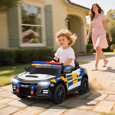 AIYAPLAY Kids Electric Ride on Police Car with Remote Control, Music, Horn, Siren Flashing Lights for 3-5 Years Old, Multicolour 