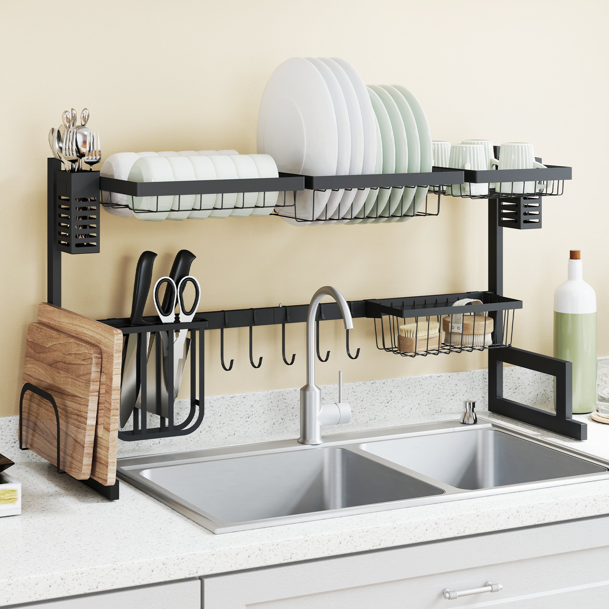 HOMCOM 93cm Modular Over-Sink Drying Rack 