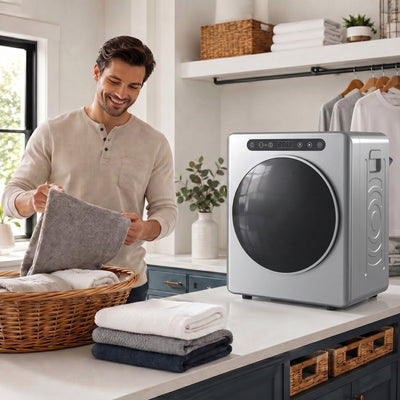 HOMCOM 5 kg Compact 40-60℃ Tumble Dryer - Silver Tone