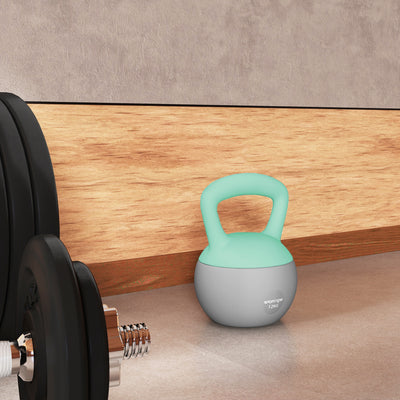 SPORTNOW 12KG Soft Kettlebell, Kettlebell with Non-Slip Handle for Home Gym, Weight Lifting, Strength Training, Green/Grey 