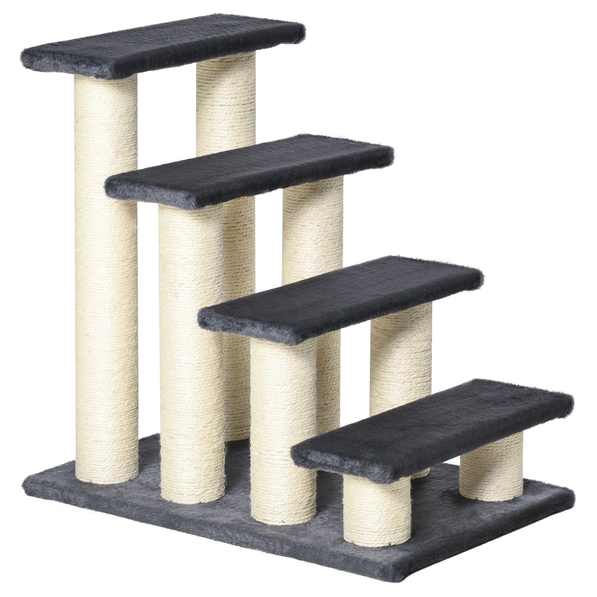 PawHut Dog Steps for Bed 4 Step Pet Stairs for Dog Cat ladder Scratch Post Grey 