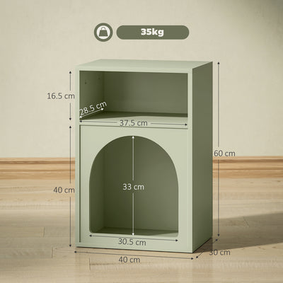 HOMCOM Bedside Table with 2 Open Compartments - Light Green 