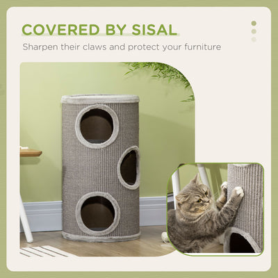 PawHut Cat Climbing Frame, Covered with Sisal, Cosy Platform - Light Grey 