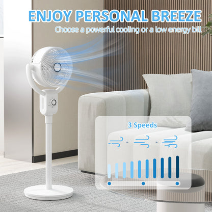 HOMCOM Pedestal Air Circulation Fan with Oscillating, White 
