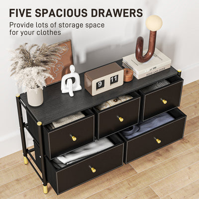 HOMCOM Faux Leather Front Chest of Drawers - Black 