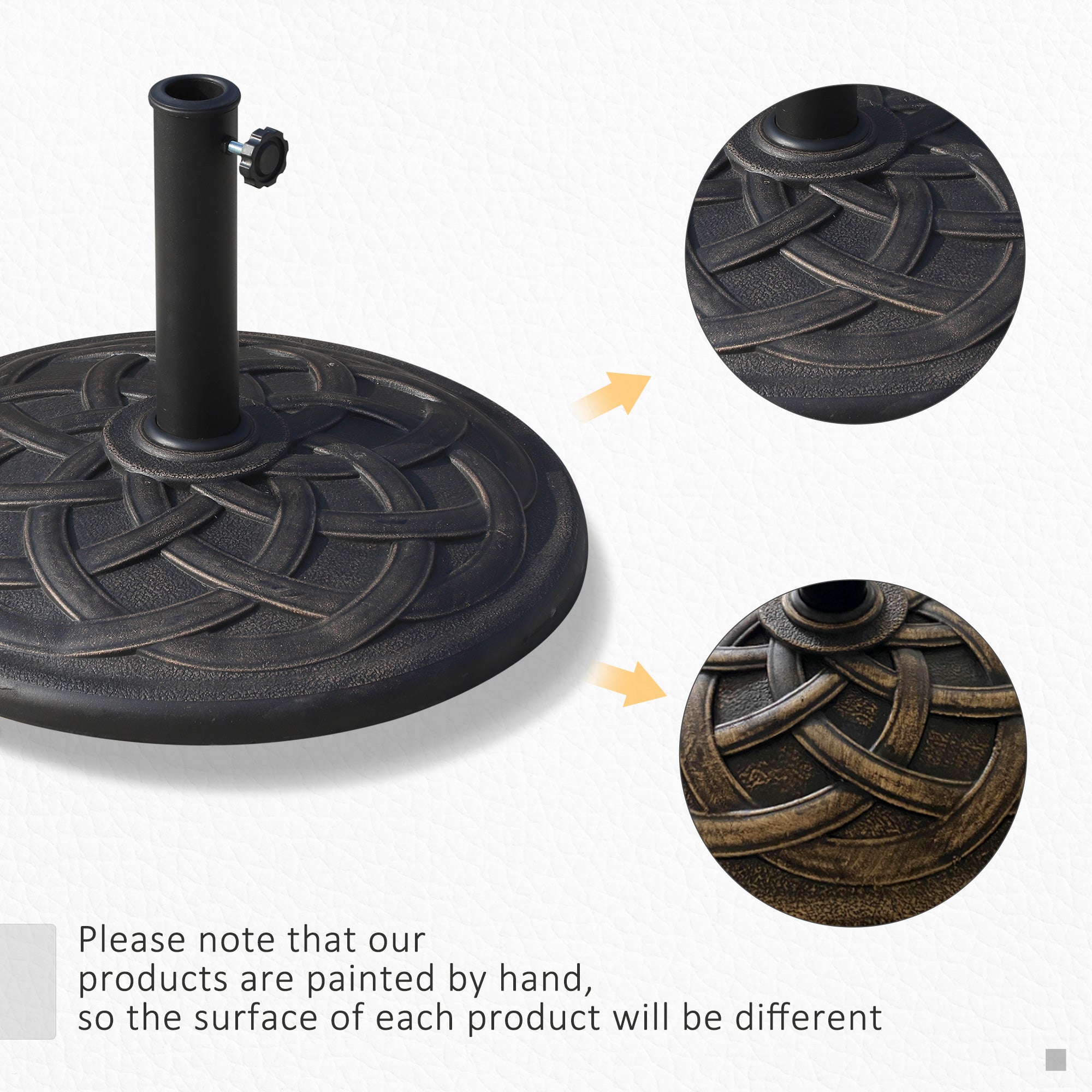 Outsunny 19KG Resin Umbrella Base Garden Parasol Base Stand Round Sun Shade Holder Suitable For Pole Between Φ38mm to Φ48mm 