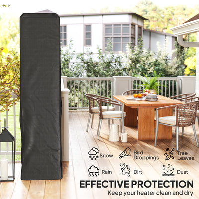 Outsunny Heavy Duty Gas Pyramid Patio Heater Cover, Full Length Outdoor Heater Cover Protector, UPF 30+ Oxford Fabric with Zipper, Black 