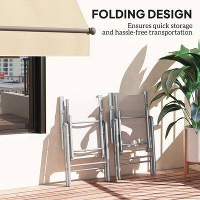 Outsunny Set of Two Aluminium Folding Chairs  - Light Grey 