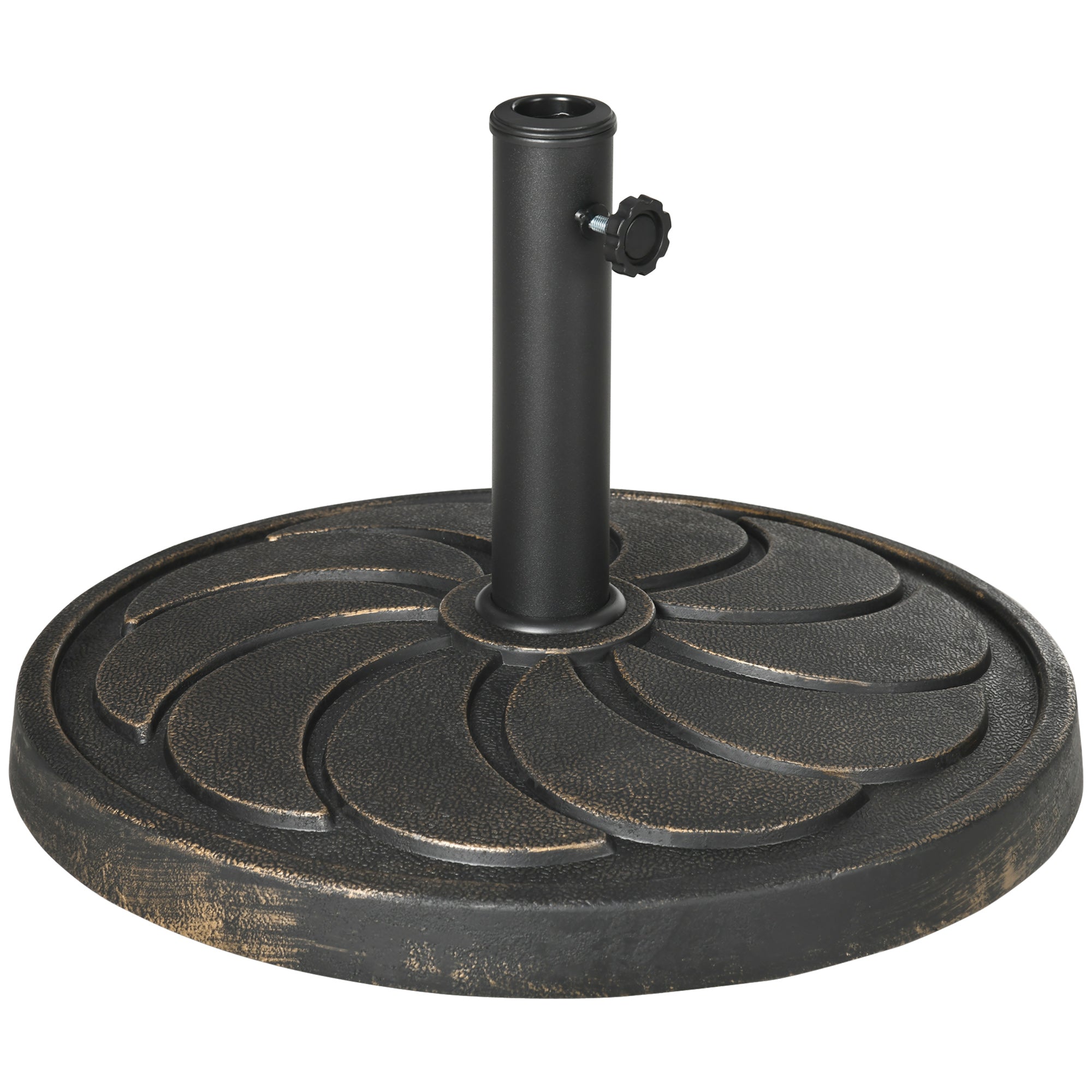 Outsunny 18kg Resin Garden Parasol Base, Round Outdoor Market Umbrella Stand Weight for Poles of \'ce\'a638mm to \'ce\'a648mm, Bronze
