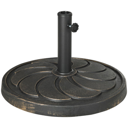 Outsunny 18kg Resin Garden Parasol Base, Round Outdoor Market Umbrella Stand Weight for Poles of \'ce\'a638mm to \'ce\'a648mm, Bronze