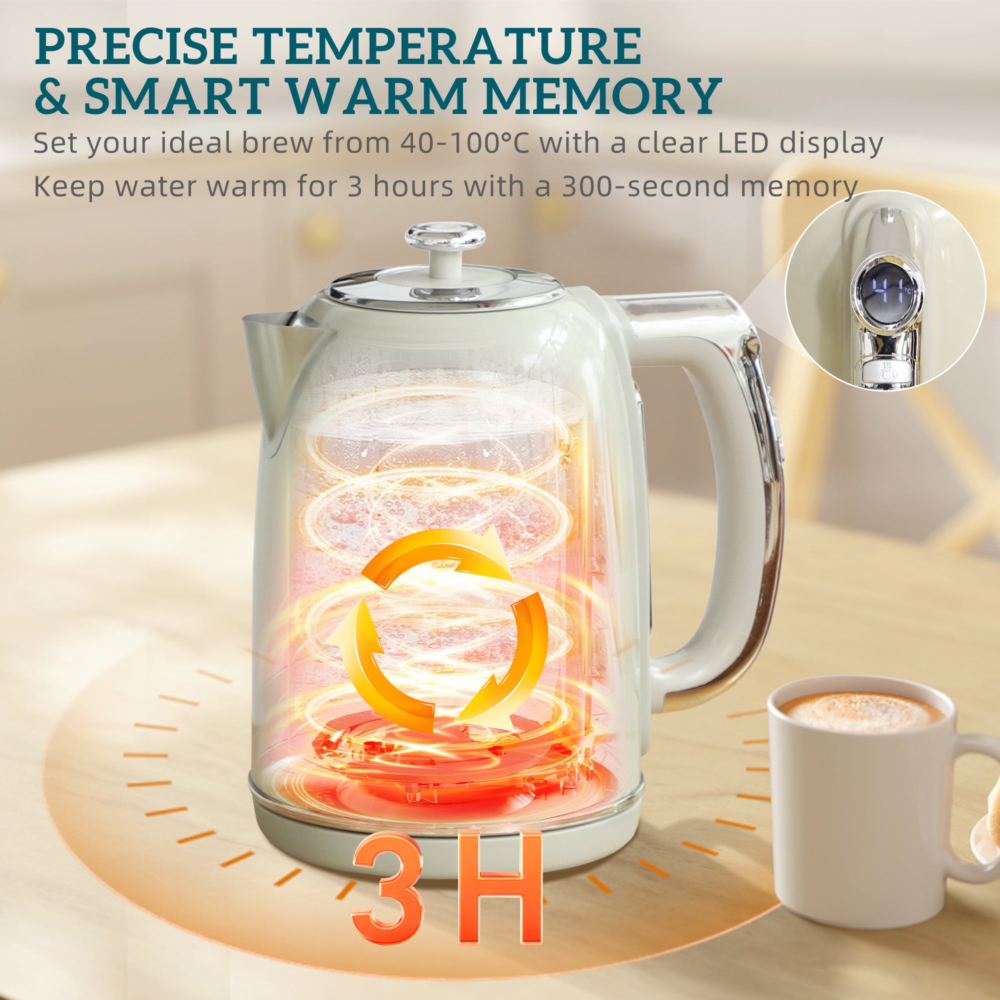 HOMCOM Polished Retro 40-100°C Kettle and Toaster Set - Grey 