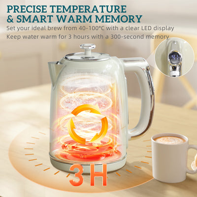 HOMCOM Polished Retro 40-100°C Kettle and Toaster Set - Grey 