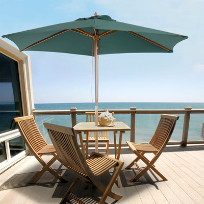 Outsunny 2.5m Wood Garden Parasol Sun Shade Patio Outdoor Wooden Umbrella Canopy Green 
