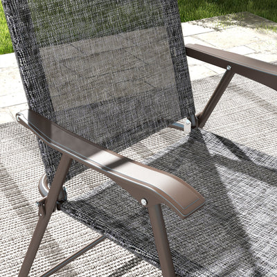 Outsunny Set of Two Folding Garden Chairs, with Fabric Mesh Seats - Grey 
