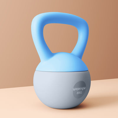 SPORTNOW 8KG Soft Kettlebell, Kettlebell with Non-Slip Handle for Home Gym, Weight Lifting, Strength Training, Light Blue/Grey 