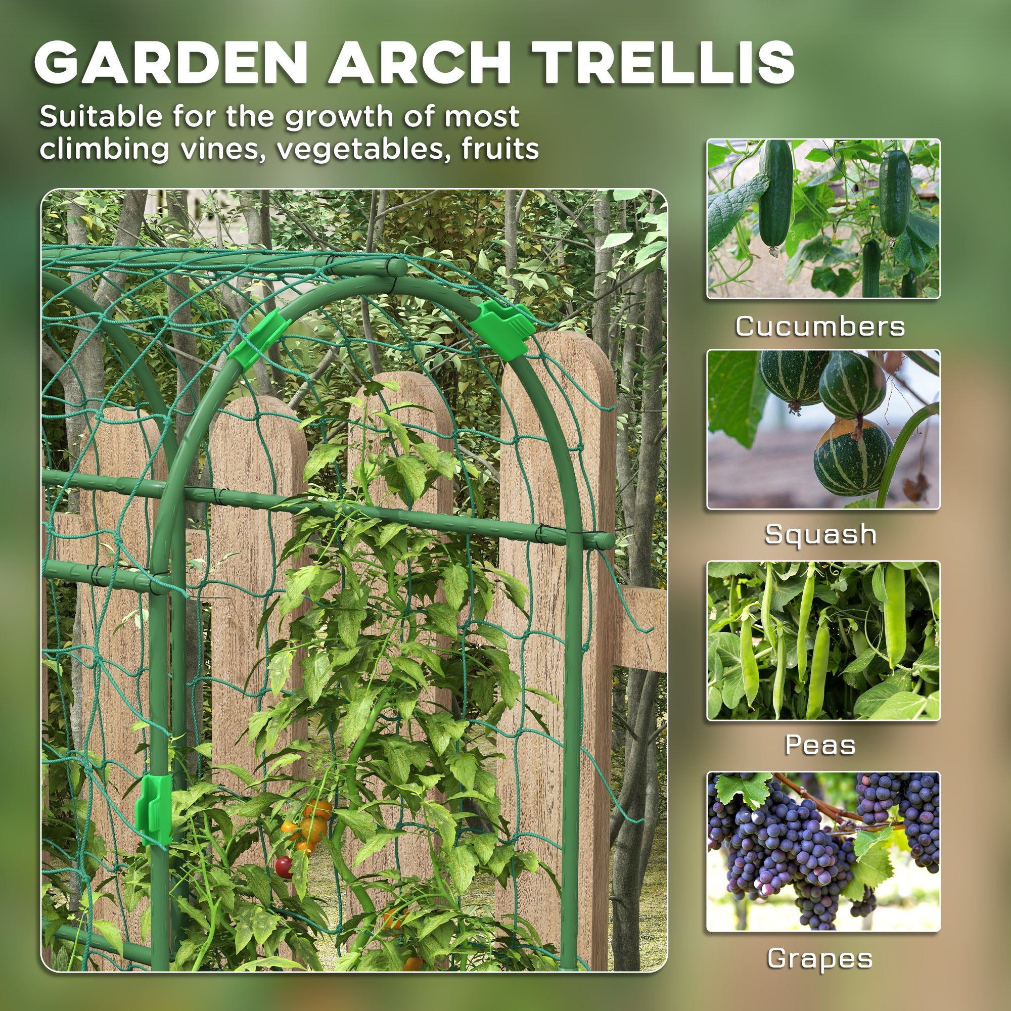 Outsunny 183 cm Tall Metal Garden Trellis, Arch Trellis for Climbing Plants Outdoor with Climbing Net 