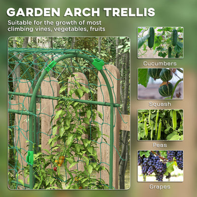 Outsunny 183 cm Tall Metal Garden Trellis, Arch Trellis for Climbing Plants Outdoor with Climbing Net 