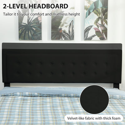 HOMCOM King Size Ottoman Bed Frame, with Front Drawer - Black 