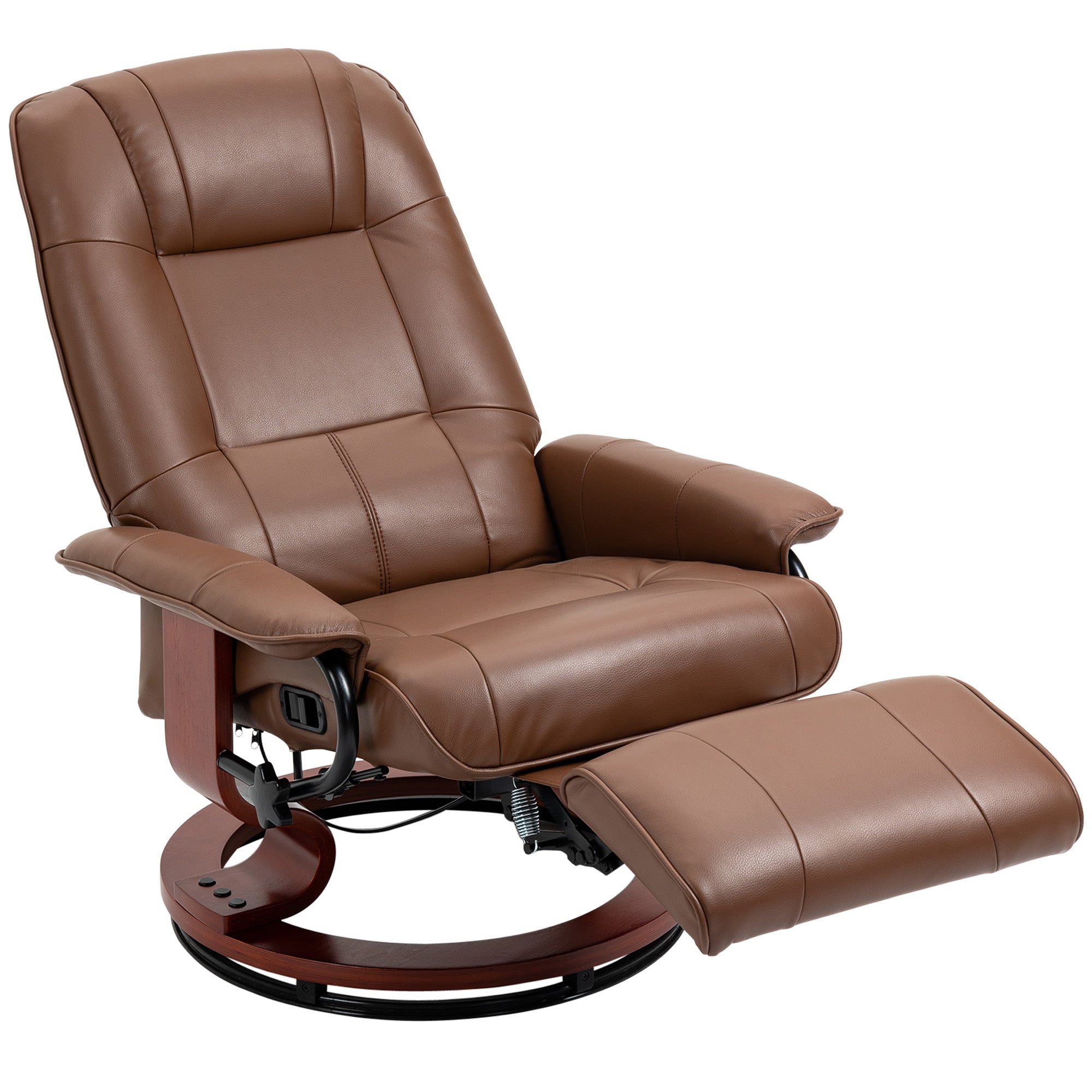 HOMCOM Faux Leather Armchair, with 145\'c2\'b0 Reclining Back and Footrest - Brown