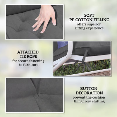 Outsunny Garden Bench Cushion, 2 Seater Swing Chair Cushion, Seat Pad with Ties for Indoor and Outdoor Use, 110 x 120 cm, Black 