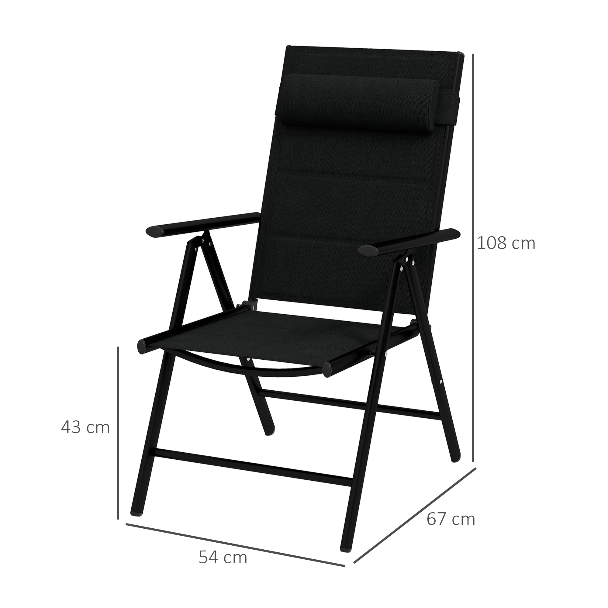 Outsunny Set of Two Padded Garden Chairs - Black 
