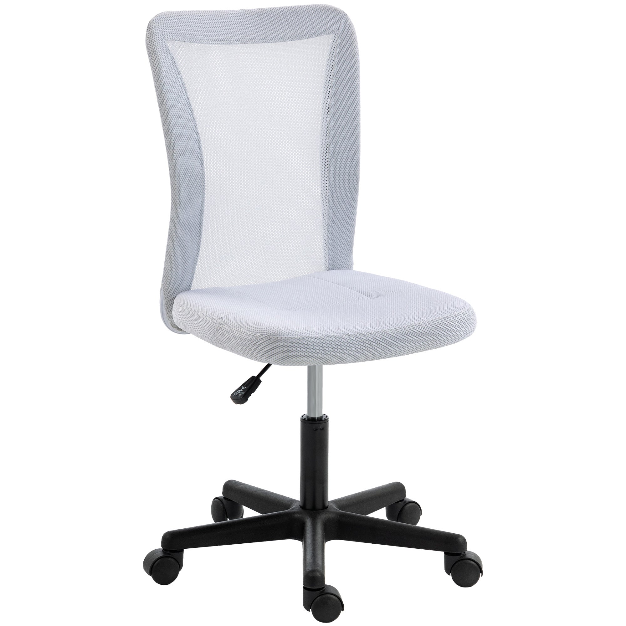 Vinsetto Mesh Office Chair Armless Swivel Executive Computer Desk Chair Adjustable Height Wheels White 