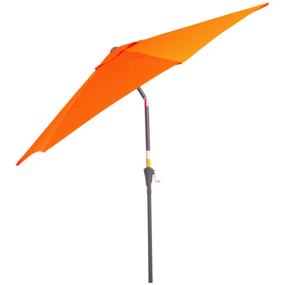 Outsunny 2.7M Garden Parasol Umbrella with Tilt and Crank, Outdoor Sun Parasol Sunshade Shelter with Aluminium Frame, Orange