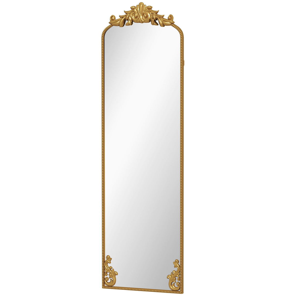 HOMCOM Full Length Mirror, 50 x 160 cm Floor Mirror with Baroque Metal Frame for Bedroom, Living Room, Dressing Room, Gold Tone 