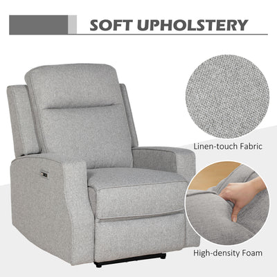 HOMCOM 150\'c2\'b0 Electric Reclining Chair, with USB port and Footrest - Grey 