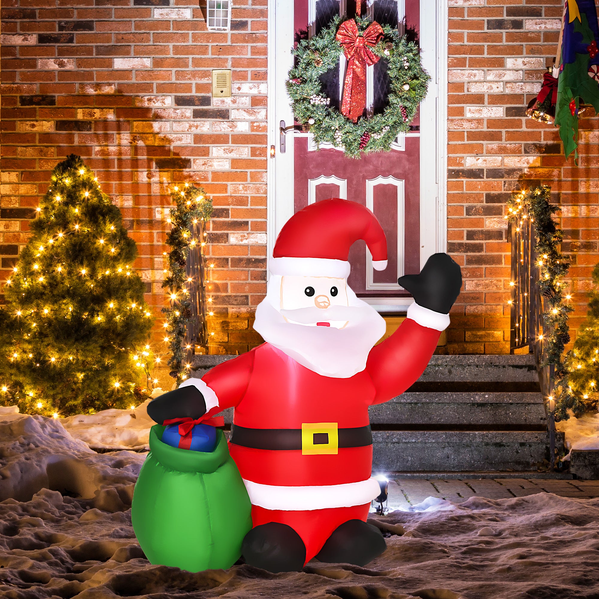 HOMCOM Inflatable Blow up Christmas Santa Claus 4ft LED Yard Holiday Decoration 