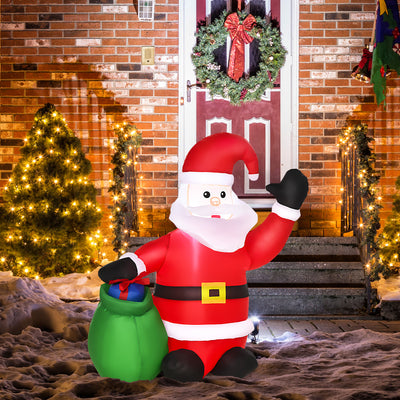 HOMCOM Inflatable Blow up Christmas Santa Claus 4ft LED Yard Holiday Decoration 
