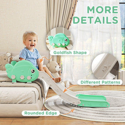 AIYAPLAY Kids Sofa Slide with 130cm Extended Length, HDPE Toddler Slide for Sofa, Bed, Stairs, Easy Assemble & Storage, Green 