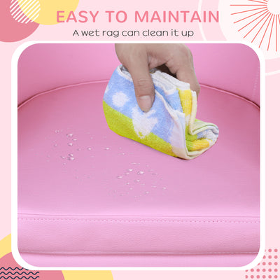 HOMCOM Kids Toddler Sofa Children's Armchair Footstool with Thick Padding, Anti-skid Foot Pads, 30 x 28 x 21cm, Pink 