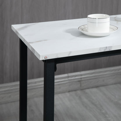 HOMCOM Three-Piece Marble-Effect Bar Table Set - White/Black 