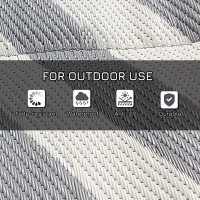 Outsunny Plastic Straw Reversible RV Outdoor Rug with Carry Bag, 182 x 274cm, Grey and Cream 