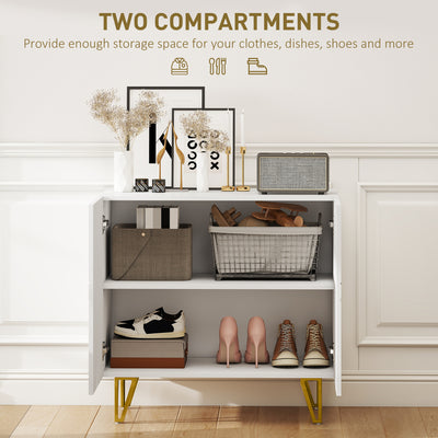 HOMCOM Modern Luxe High Gloss Sideboard, with Hairpin Legs - White 