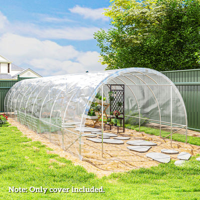 Outsunny 6 X 10m Heavy Duty (150um/6mil) Polypropylene Greenhouse Cover Replacement, UV Resistant Waterproof Plastic Polytunnel Cover, Clear 