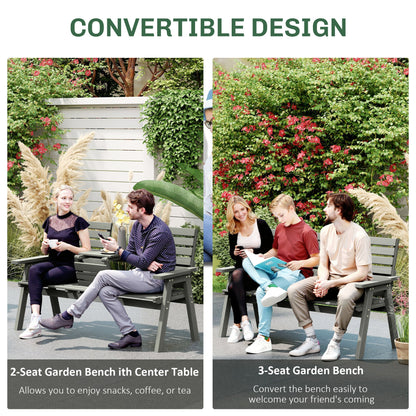 Outsunny Fir Wood Convertible 2 to 3 Seater Outdoor Garden Bench Grey 