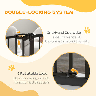 PawHut Metal 74-94cm Wide Adjustable Dog Gate Black 