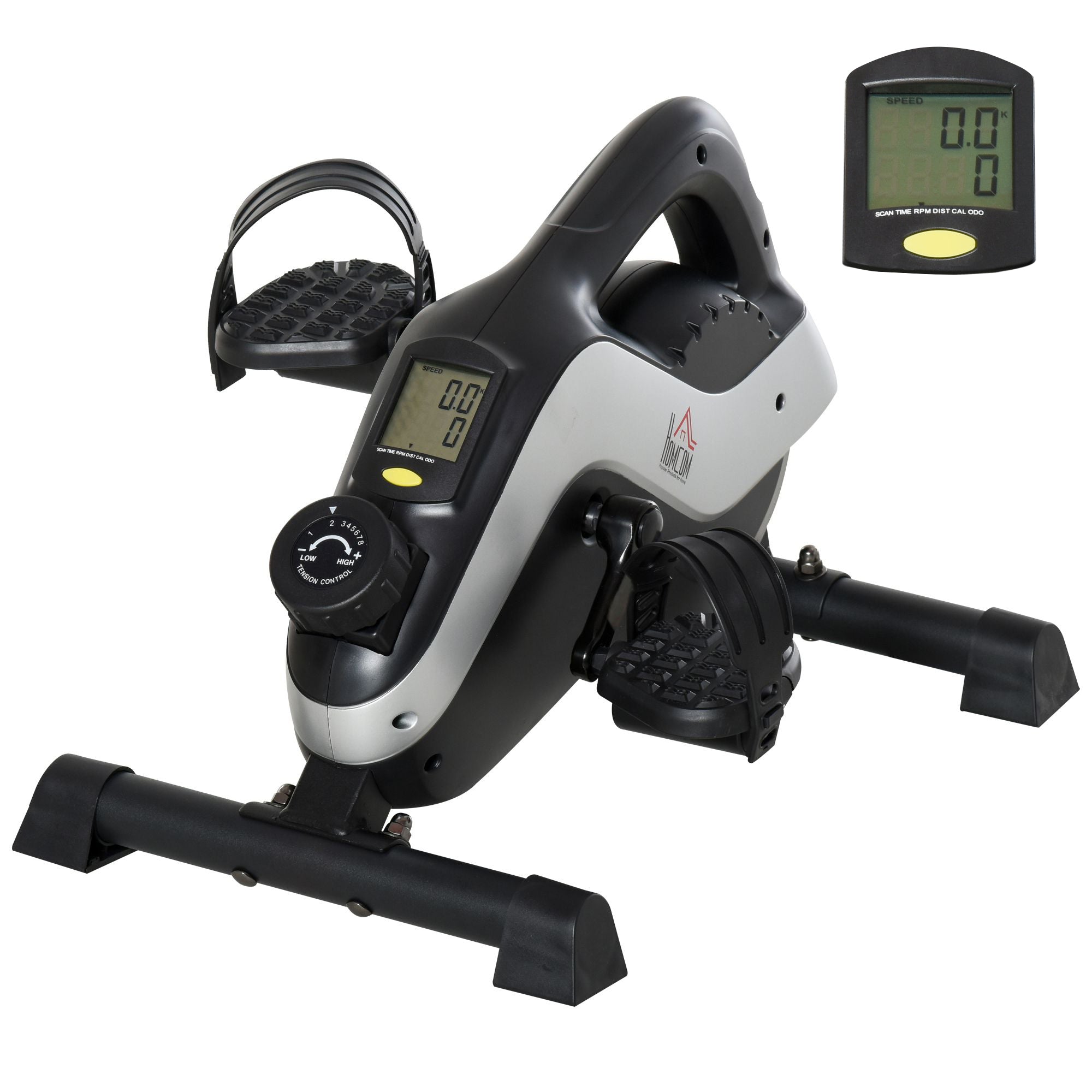 HOMCOM Portable Pedal Exerciser, Mini Exercise Bike with 8 Levels Magnetic Resistance and LCD Display, Cycle Leg Exerciser Sitting Down 