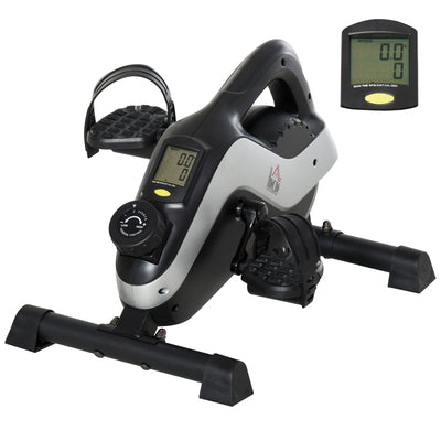 HOMCOM Portable Pedal Exerciser, Mini Exercise Bike with 8 Levels Magnetic Resistance and LCD Display, Cycle Leg Exerciser Sitting Down 