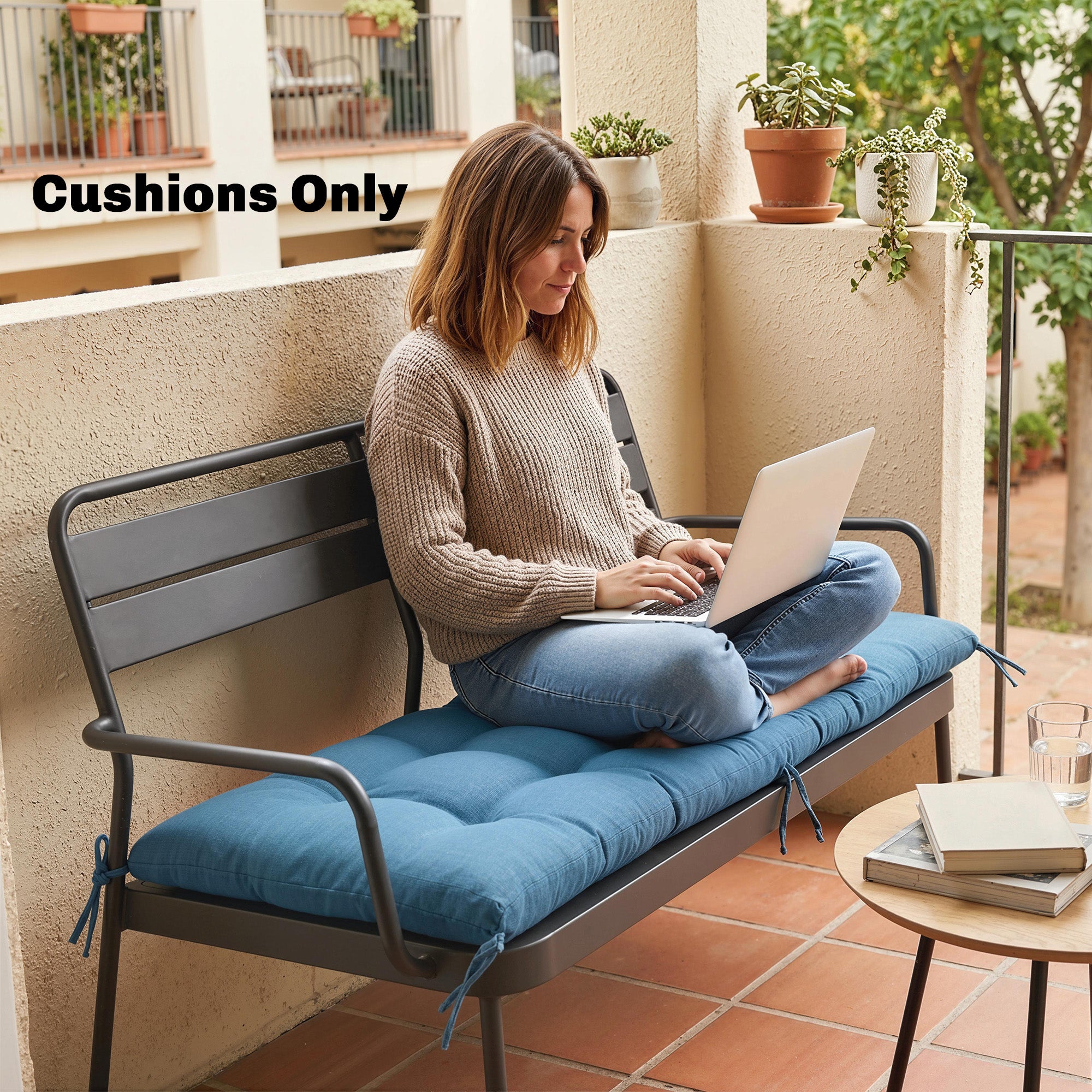 Outsunny Sun Lounger Cushion, Memory Foam Patio Chair Cushion with Ties, Outdoor Seat Pad Fits 190 x 60 cm Lounger, Blue 