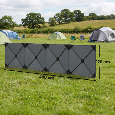 Outsunny Camping Windbreak Pop Up Windbreaker Blocker with Ropes Pegs for Beach Caravan Outdoor 480 x 120 cm 