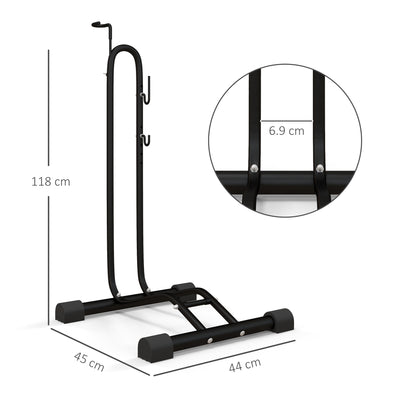SPORTNOW Vertical & Horizontal Bike Rack Bicycle Storage Stand with Adjustable Hooks, Fits 6"-28" and 700c Bikes 