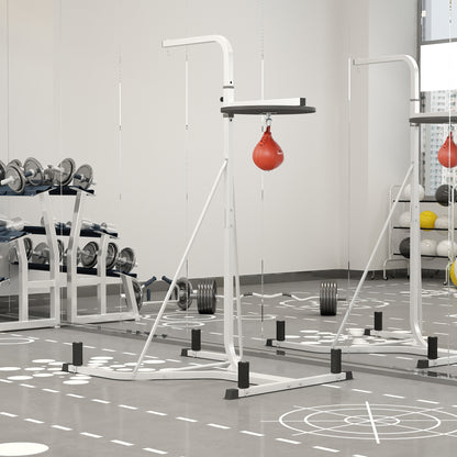 HOMCOM 2 in 1 170-190cm Freestanding Boxing Punch Bag Hanger & Speed Ball Station Platform Hanging Frame Home Gym, White 