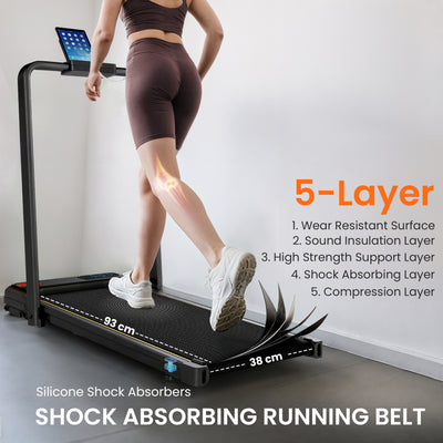SPORTNOW Folding Walking Treadmill, Under Desk Walking Pad with Incline, Black 
